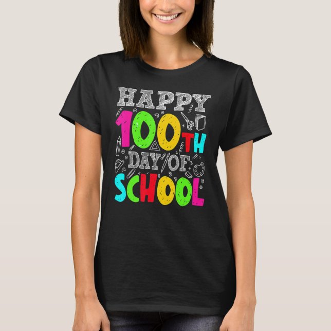 Camiseta 100º Dia De Professores Escolares Figuram 100 Dias (Frente)