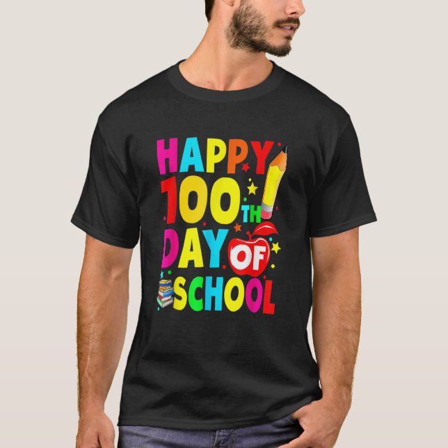 Camiseta 100º Dia De Professores Escolares Figuram 100 Dias (Frente)