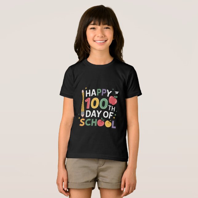Camiseta 100º Dia dos Professores Feliz 100 Dias (Frente Completa)