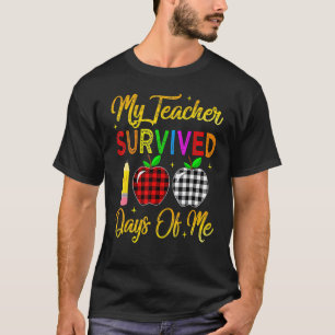 Camiseta 100º Dia Escolar Meu Professor Sobreviveu 100 Dias