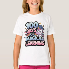 Camiseta 100º Dia Mágico da Escola - Unicórnio e Arco-Íris