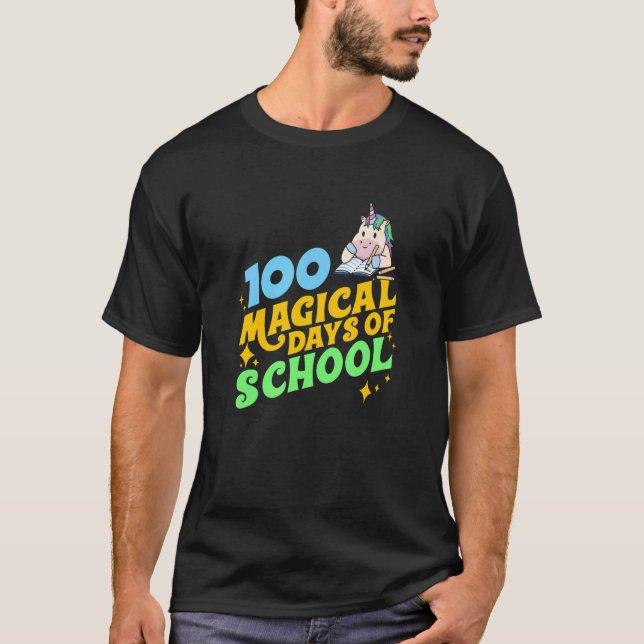Camiseta 100.º Dia da Escola 100 Dias Mágicos Da Universida (Frente)