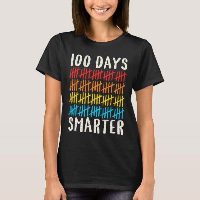 Camiseta 100.º Dia Da Escola 100 Dias Mais Inteligente Estu (Frente)