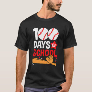 Camiseta 100.º Dia de Beisebol Escolar 100 Dias Mais Inteli