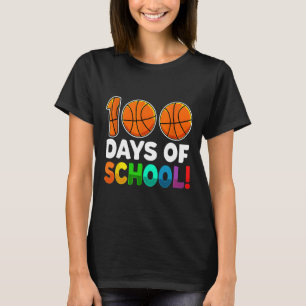 Camiseta 100.º Dia De Crianças De Basquete Escolar 100 Dias