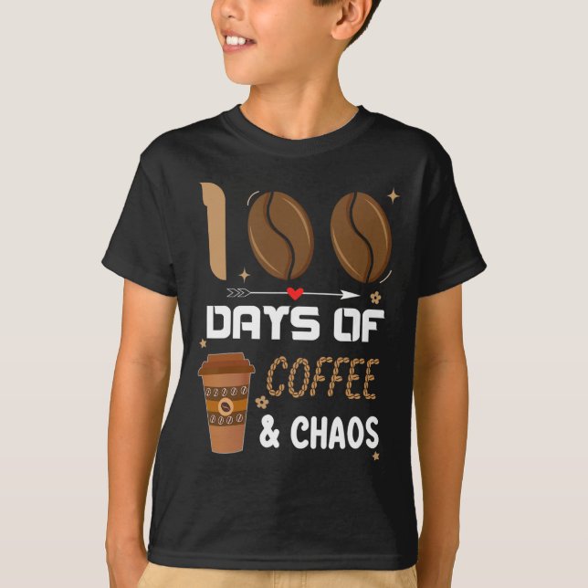 Camiseta 100.º Dia De Professora Escolar 100 Dias De Café E (Frente)