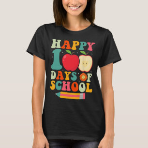 Camiseta 100.º Dia De Professores Crianças Retro Groovy 100