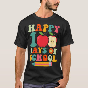 Camiseta 100.º Dia De Professores Crianças Retro Groovy 100