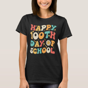 Camiseta 100. º Dia de Professores Crianças Retro Groovy Ha