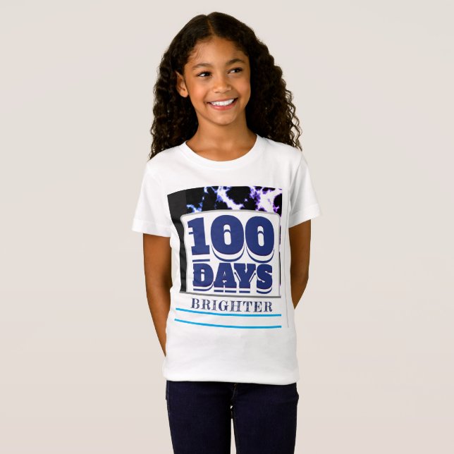 Camiseta 100.º dia na escola roxo Azul Negro (Frente Completa)