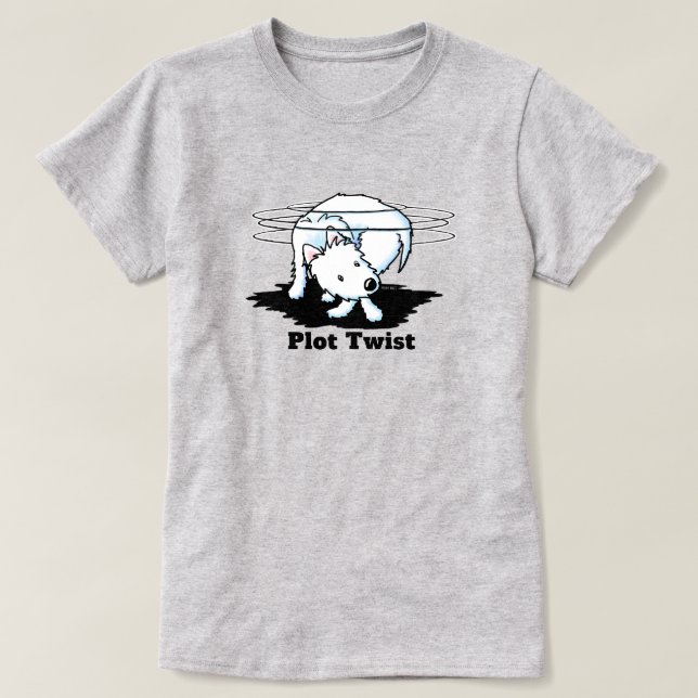 Camiseta 100% Algodão Caça ao Rabo do Westie Terri (Frente do Design)