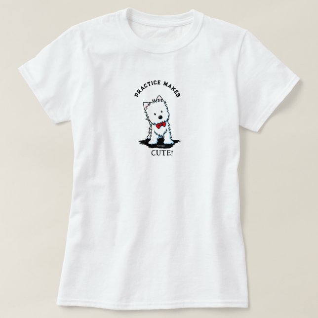 Camiseta 100% Algodão Westie Terrier Prática Leva  (Frente do Design)