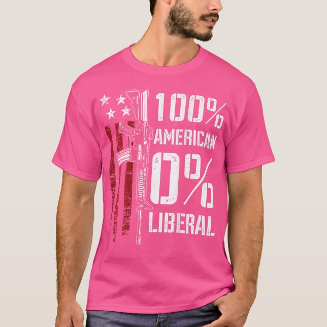Camiseta 100 American 0 Liberal Funny Pro Gun De Volta (Frente)
