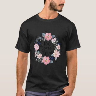 Camiseta 100 Anos Amado 100º Aniversário Floral 100 Anos de