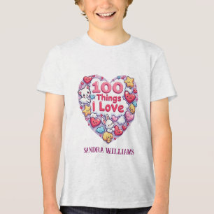 Camiseta 100 Coisas Que Eu Amo" Design Kawaii - Bonita