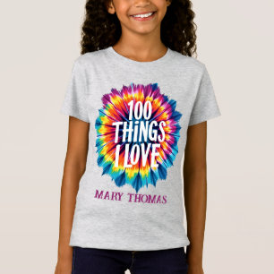 Camiseta 100 Coisas Que Eu Amo" Design Tie-Dye - Dons exclu