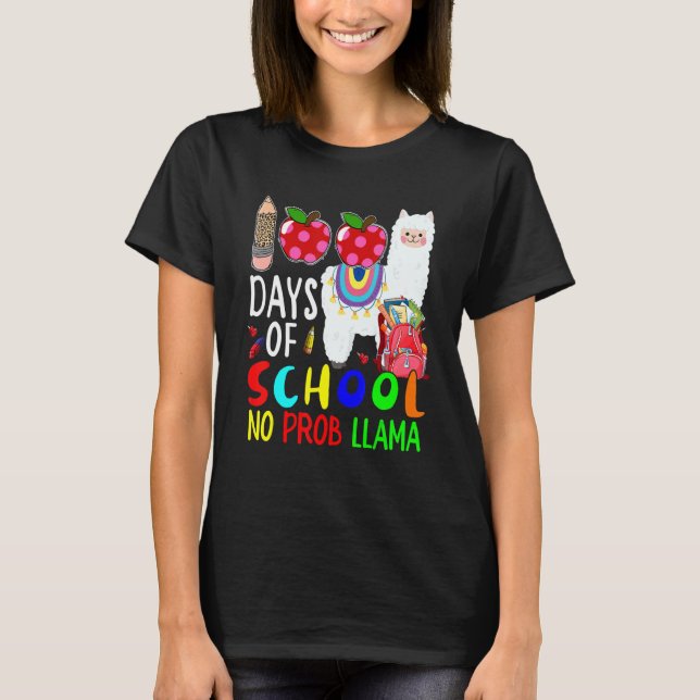 Camiseta 100 Day Of School No Prob Llama Cute Llama Lover S (Frente)