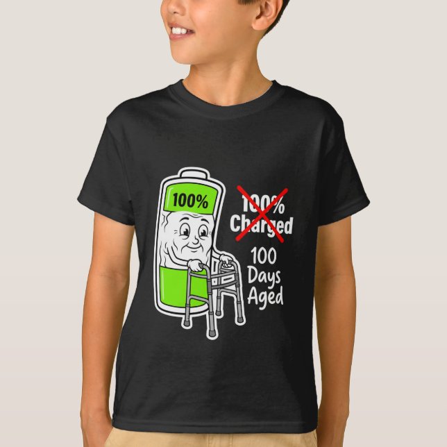 Camiseta 100 Days Aged Funny Battery School (Frente)