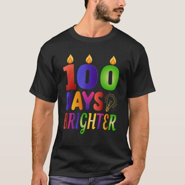 Camiseta 100 Days Brighter  100th Day  for Teacher Kids (Frente)