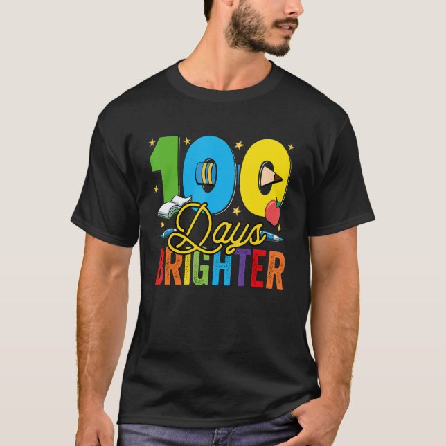 Camiseta 100 Days Brighter For Teachers And Kids Students (Frente)