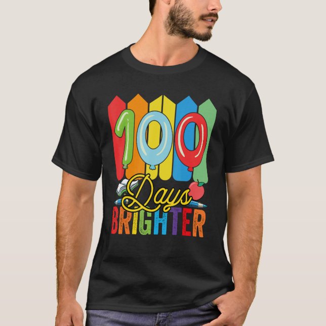 Camiseta 100 Days Brighter For Teachers And Kids Students (Frente)