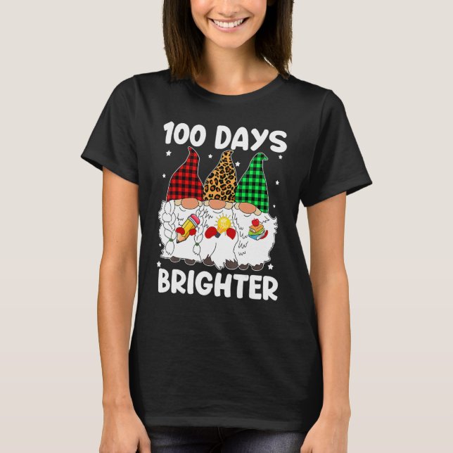 Camiseta 100 Days Brighter Gnomes Student Teacher 100th Day (Frente)