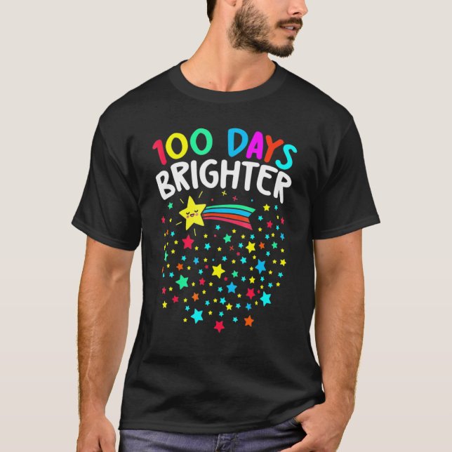 Camiseta 100 Days Brighter Happy 100 Days Of School Teacher (Frente)