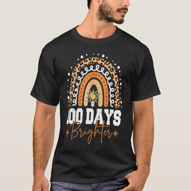 Camiseta 100 Days Brighter Happy 100th Day Of School Rainbo (Frente)