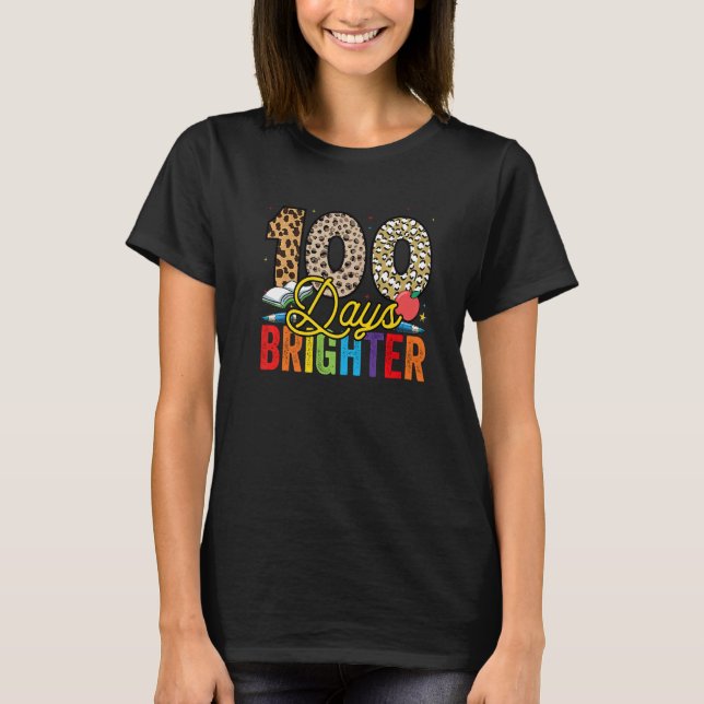 Camiseta 100 Days Brighter Leopard For Teachers And Kids St (Frente)