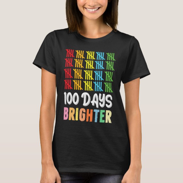 Camiseta 100 Days Brighter Student Happy 100th Day Of Schoo (Frente)
