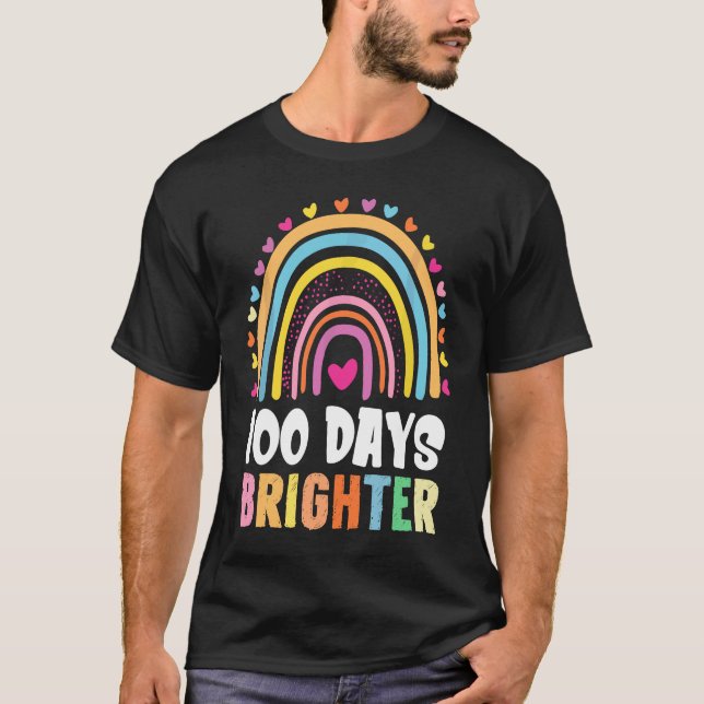 Camiseta 100 Days Brighter Student Happy 100th Day Of Schoo (Frente)