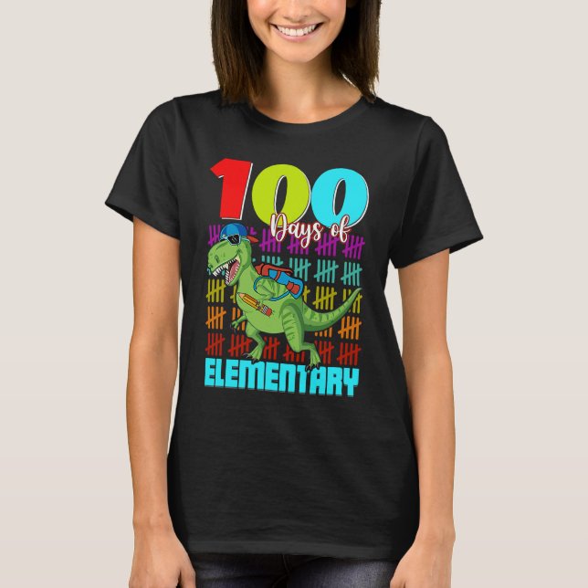 Camiseta 100 Days Elementary Dinosaur Rex Dinosaur  Boys Ki (Frente)