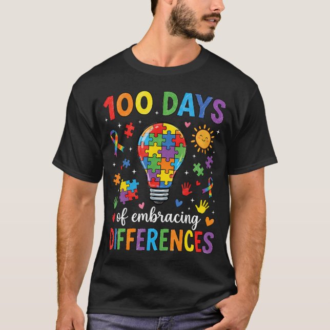Camiseta 100 Days Embracing Differences Autism Awareness (Frente)