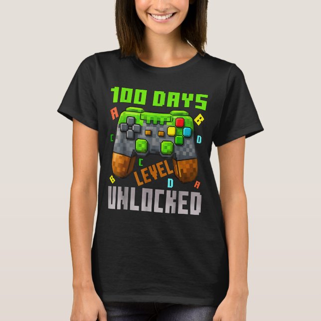 Camiseta 100 Days Level Unlocked Gaming 100 Days Of School  (Frente)