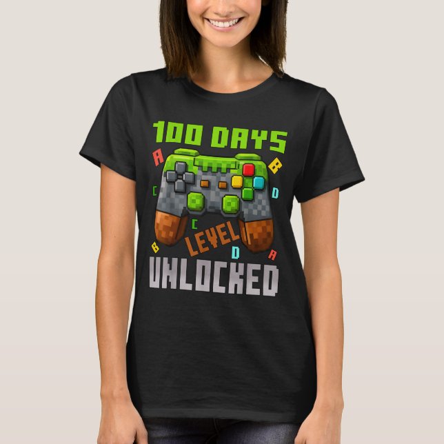 Camiseta 100 Days Level Unlocked Gaming 100 Days Of School  (Frente)