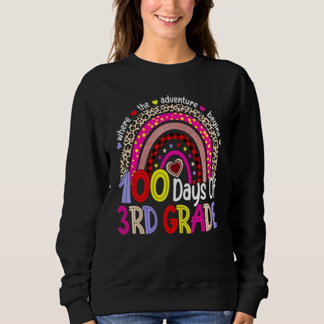 Camiseta 100 Days Of 3rd Grade 100th Day Of School Rainbow  (Frente)