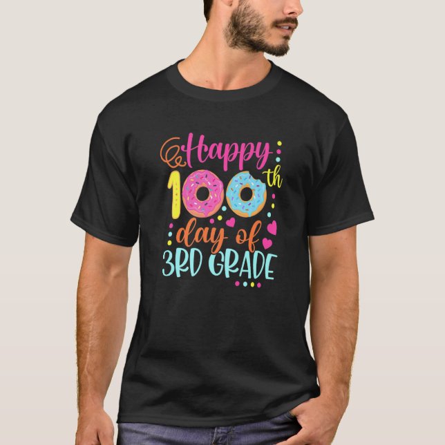 Camiseta 100 Days of 3rd Grade Teacher Kids Smarter Donuts  (Frente)
