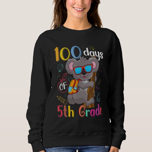 Camiseta 100 Days Of 5th Grade Koala 100th Day School Fifth (Frente)