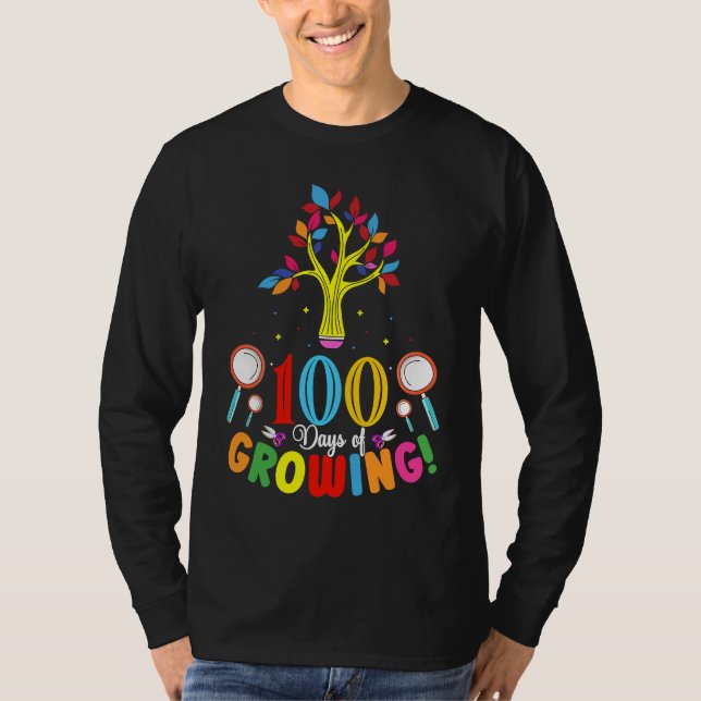 Camiseta 100 Days Of Growing 100 Days Of School Tree Kids T (Frente)
