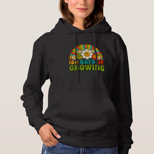 Camiseta 100 Days Of Growing Retro Teacher Kids Happy 100th (Frente)