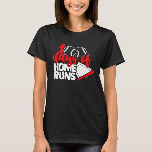 Camiseta 100 days of home runs Baseball  100th day of schoo (Frente)