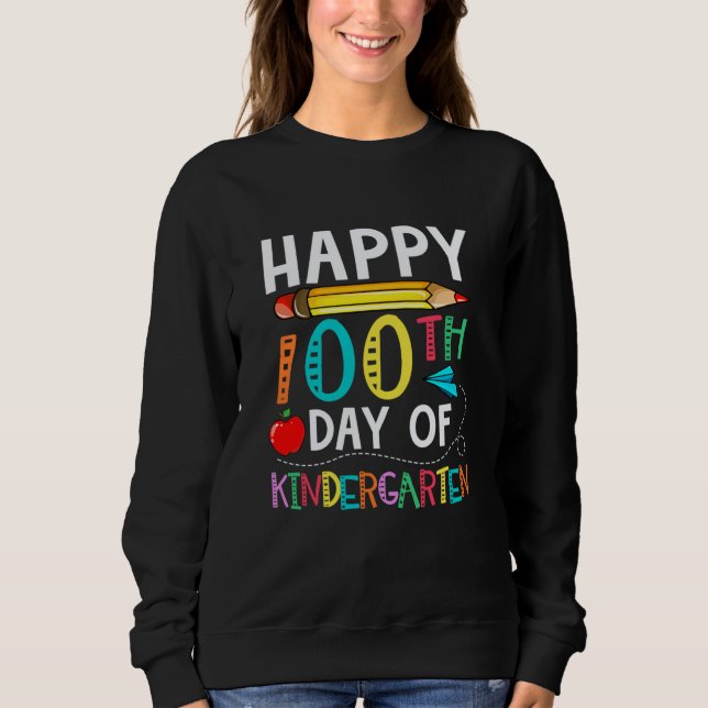 Camiseta 100 Days Of Kindergarten Happy 100th Day Of School (Frente)