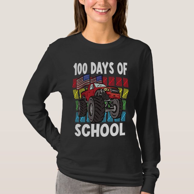 Camiseta 100 Days Of Kindergarten Mosnter Trucks  1 (Frente)