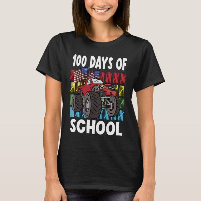 Camiseta 100 Days Of Kindergarten Mosnter Trucks  1 (Frente)