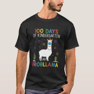 Camiseta 100 Days Of Kindergarten No Probllama Llama Mask Q