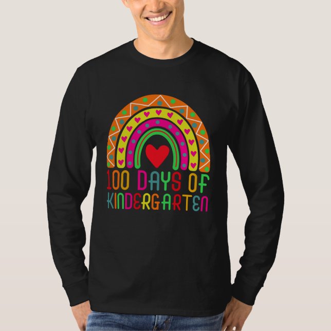Camiseta 100 Days Of Kindergarten Rainbow Student Teacher (Frente)