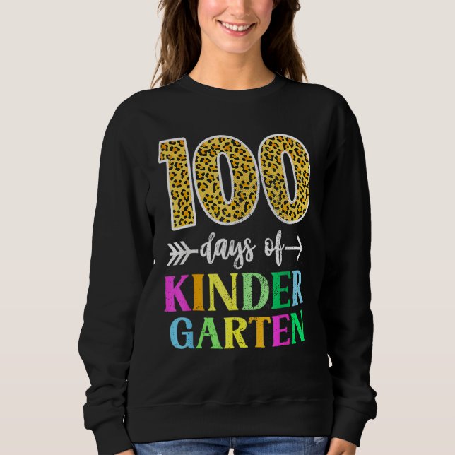 Camiseta 100 Days Of Kindergarten School Teacher Leopard 10 (Frente)
