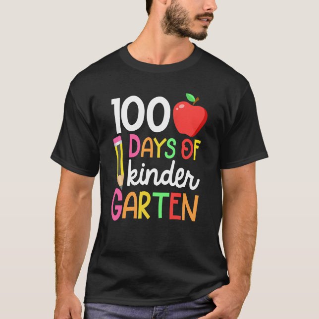 Camiseta 100 Days Of Kindergarten Teacher Student 100th Day (Frente)