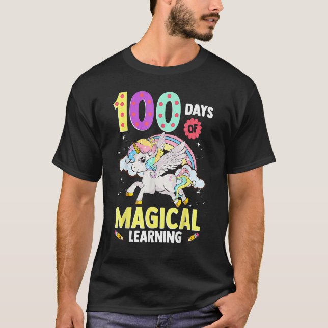Camiseta 100 Days Of Magical Learning Shirt Unicorn Adorabl (Frente)