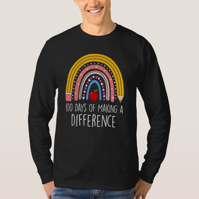 Camiseta 100 Days of Making a Difference Rainbow 100th Day  (Frente)